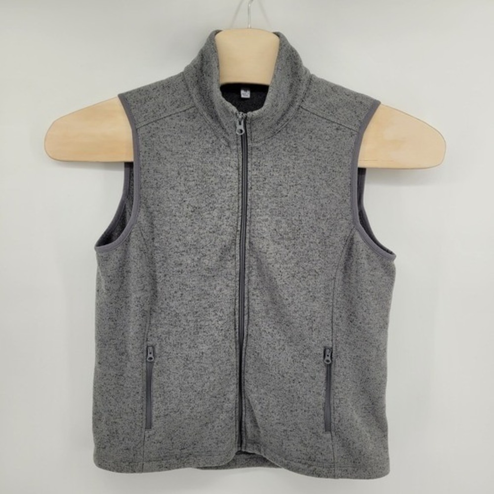 Southern Tide Fleece Vest Womens Medium Gray‎ Zip Up Pockets Stand Collar